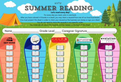 part of the flyer with canoes and summer camp theme